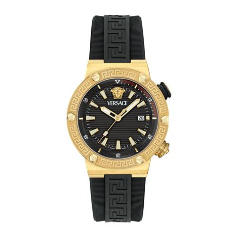 Versace Greca Logo Divers Black Dial and Black Polyurethane